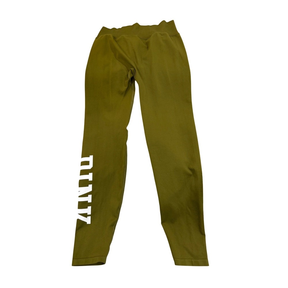 Victoria's Secret PINK Active Leggings Women Medium Olive Green Excellent Logo - Picture 5 of 7